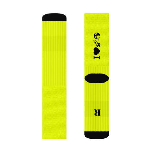 Rocket Pengwin Neon Yellow Crew Socks